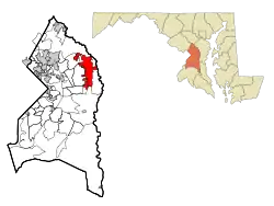 Location of Bowie in Prince George's County and the State of Maryland