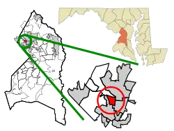 Location of University Park, Maryland