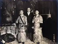 Prince Pu Lun, Francis A. Carl (Katharine Carl's brother), and Wong Kai Koh at the Chinese Reception at the 1904 World's Fair, where her painting was exhibited.