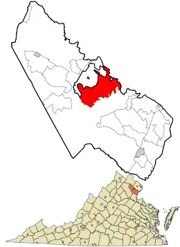 Location in Prince William County and the state of Virginia.