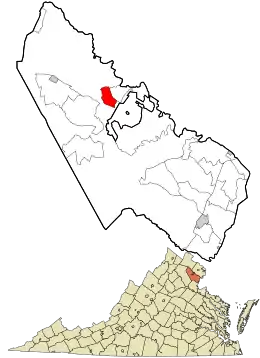 Location in Prince William County and the state of Virginia.