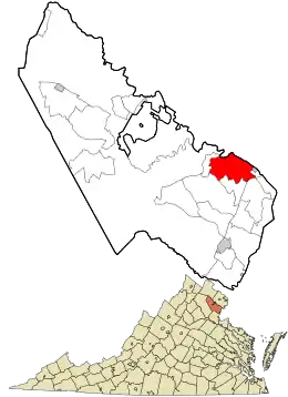 Location in Prince William County and the state of Virginia.