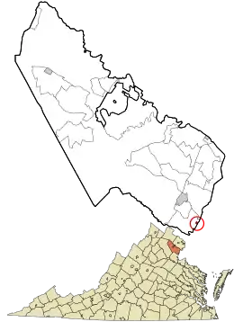 Location in Prince William County and the state of Virginia.