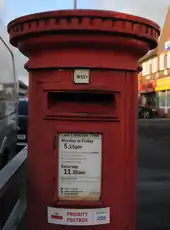 "Priority Postbox", designated for returning COVID-19 home testing kits, Birmingham, England, November 2020