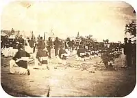 The Imperial Brazilian Army during a procession in Paraguay, 1868