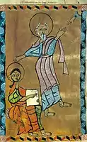 Prochorus and St John depicted in Xoranasat's gospel manuscript in 1224.
