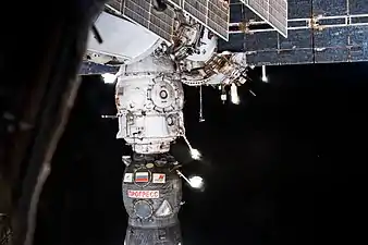 Progress MS-16 docked to the ISS before the removal of Pirs