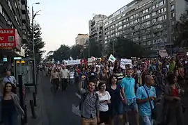 Magheru Boulevard filled by protesters, 1 September