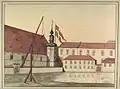 Depiction of the building as a supplies building c. 1749.