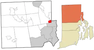 Location in Providence County and the state of Rhode Island.