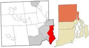 Location in Providence County and the state of Rhode Island.