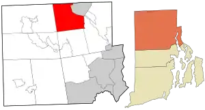 Location in Providence County and the state of Rhode Island.