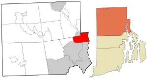 Location within Providence County and the state of Rhode Island