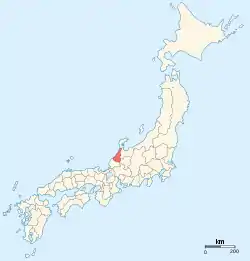 Location of Kaga Province in Japan