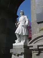 The soldier at the centre of the war memorial at Proyart.