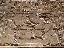 Ptolemy XII before Hathor and Philae, at the Hathor Temple, Dendera, which he built in 54 BC.