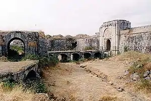 The bridge across to the main gate to the fortress
