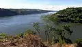 The confluence of the Iguazú and Paraná rivers is the tripoint between Brazil, Paraguay and Argentina.