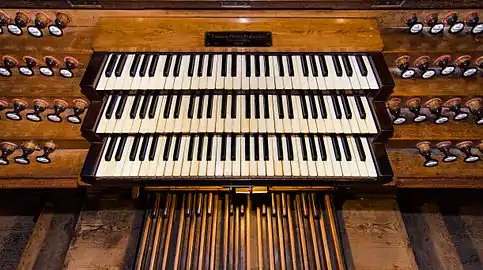 Keyboard of the gallery organ.