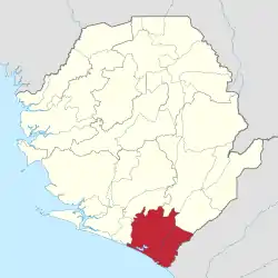 Location of Pujehun District in Sierra Leone