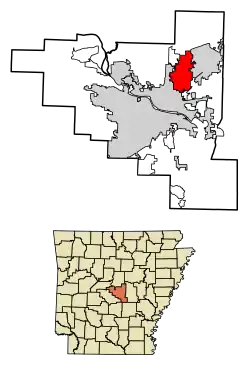 Location of Sherwood in Pulaski County, Arkansas.