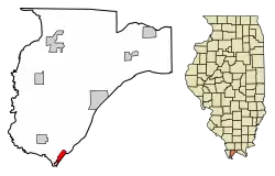 Location of Mound City in Pulaski County, Illinois