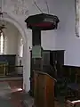 The Jacobean pulpit.