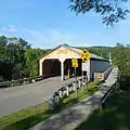 Pulp Mill Bridge (with bicycle & pedestrian way) looking east from Weybridge, VT: 13 Jun 2015