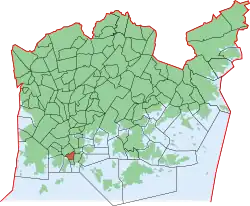 Position of Punavuori within Helsinki