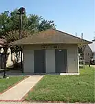 Historic Purvis Depot. Moved from original location beside railroad tracks to current location beside Purvis Public Library.