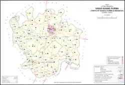 Map showing Chhulamau (#579) in Purwa CD block