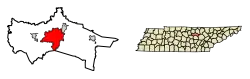 Location of Cookeville in Putnam County, Tennessee.