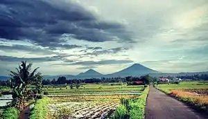 Scenery of Purworejo with the view of mountain Sumbing & Sindoro at the distance