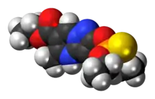 Space-filling model of the pyrazophos molecule