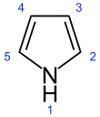 Numbered skeletal formula of pyrrole