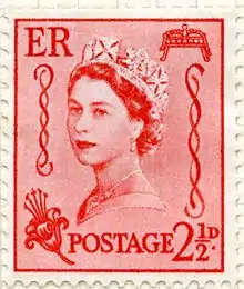 Guernsey 2+1⁄2d regional issue of 1964; design by Eric Piprel