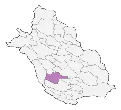 Location of Qir and Karzin County in Fars province