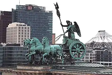 The quadriga with skyscrapers of Potsdamer Platz