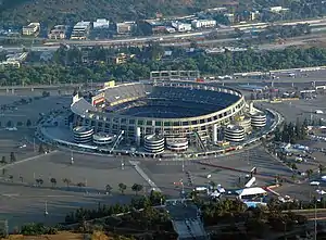 Aerial view of Qualcomm Stadium, a 70,000-capacity outdoor bowl stadium