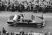 Queen Elizabeth II in a Mercedes 600 landaulet in Duisburg, Germany, 1965