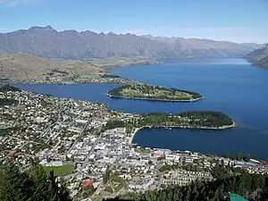 View over Queenstown, with the Kelvin Peninsula and Kelvin Heights in the centre background