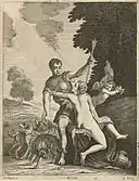 Engraving of Venus and Adonis, after a painting by Andrea Schiavone