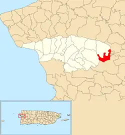 Location of Río Arriba within the municipality of Añasco shown in red