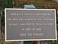 R.S.L. clock plaque, Jandowea, Queensland.