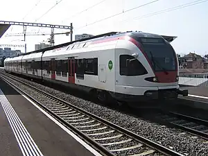 White-and-red electric multiple unit