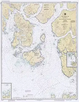 Duke Island in the center of a 1989 United States NOAA chart of Revillagigedo Channel