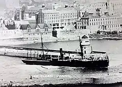 RMS Ellan Vannin pictured passing the Red Pier, Douglas