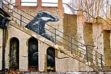 Picture of ROA's badger (2011) at Subtopia in Botkyrka, Stockholm County, Sweden.