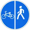 Bicycle path and sidewalk with divided directions