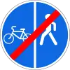 End of bicycle path and sidewalk with divided directions